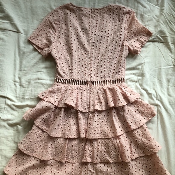 Pink Low V-Cut Ruffle Dress - Picture 2 of 6